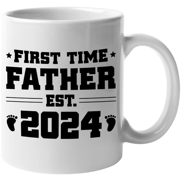 First Time Father Est. 2024, New Dad, Baby Shower, Gender Reveal Party, White 11oz Ceramic Mug