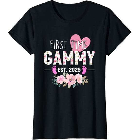 First Time Gammy Est 2025 Gifts Promoted To Grandma New Baby T-Shirt