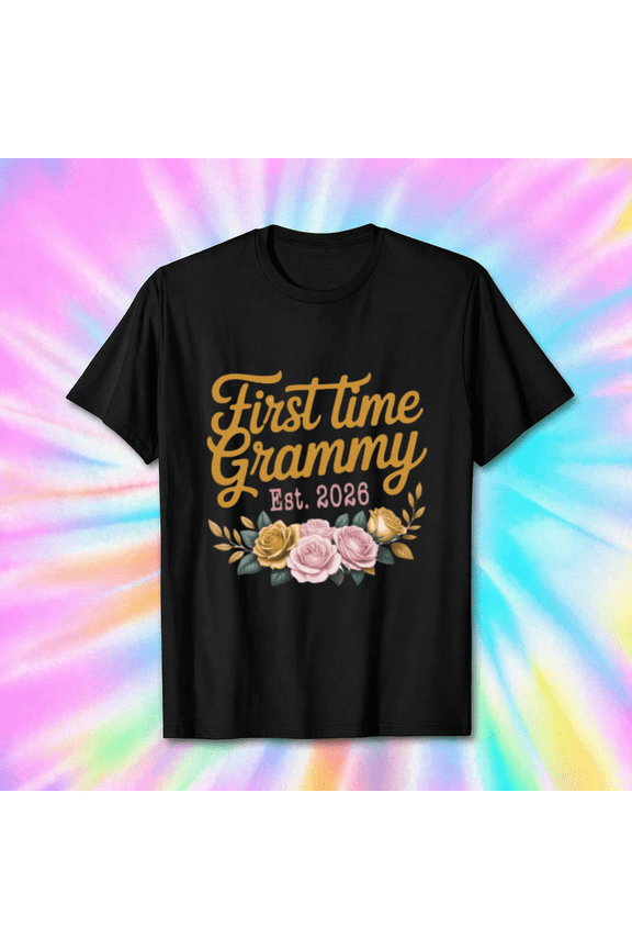 First Time Grammy Est 2026 Floral Grandmother Gift Unisex T-Shirt, S-5XL
