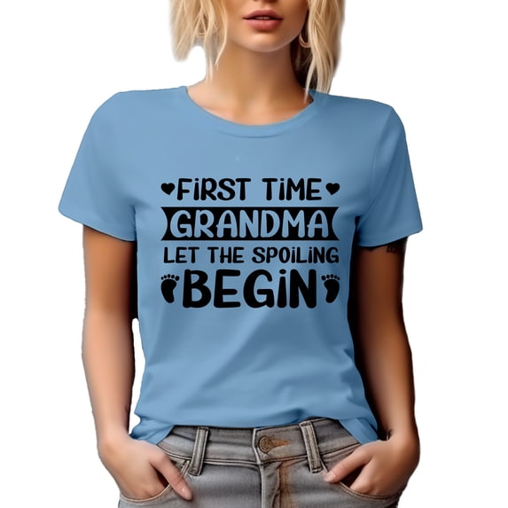 First Time Grandma, Let the Spoiling Begin, Baby Shower, Gender Reveal Party, Baby Blue T-Shirt, 3XL