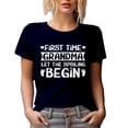 thumbnail image 1 of First Time Grandma, Let the Spoiling Begin - Baby Shower, Gender Reveal Party, Navy Blue T-Shirt, Small, 1 of 5