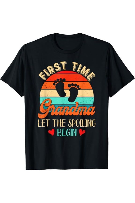 First Time Grandma Let the Spoiling Begin New Funny 1st Time T-ShirtMen's and women's short-sleeved pure cotton shirts