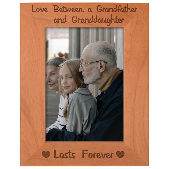 ThisWear First Time Grandpa Gifts Love Between a Grandfather and Granddaughter Lasts Forever Natural Wood Engraved 5x7 Portrait Picture Frame Wood