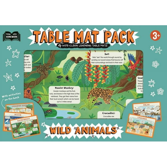 First Time Learning Wild Animals Table Mat Pack : For Ages 3 & Up (Mixed media product)