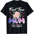 thumbnail image 1 of First Time Mom 2024 Cute Floral Family Pregnancy Match T-Shirt, 1 of 4