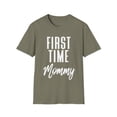 thumbnail image 1 of First Time Mommy Future Mom Baby Bump Unisex Softstyle T-Shirt, 1 of 1