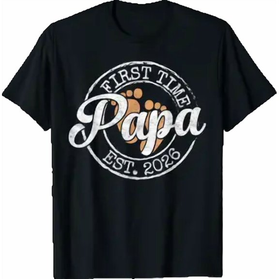 First Time Papa Est 2026 Stamp Soon Promoted To Dad T-Shirt
