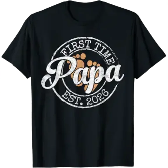First Time Papa Est 2026 Stamp Soon Promoted To Dad T-Shirt
