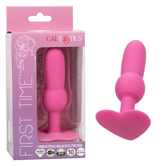 First Time Vibrating Beaded Anal Probe - Pink