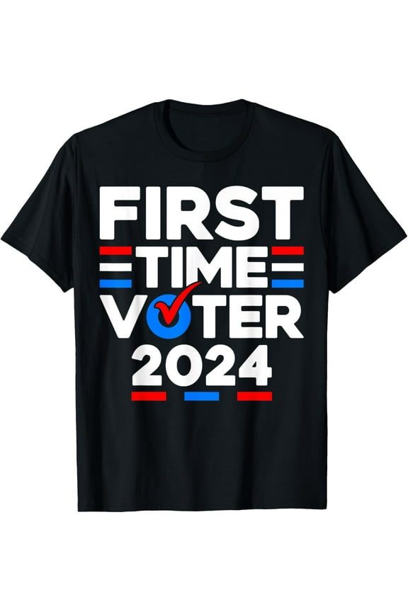 First Time Voter 2024 Vote USA Election T-ShirtMen and women, Black T-shirt, size: Extra large