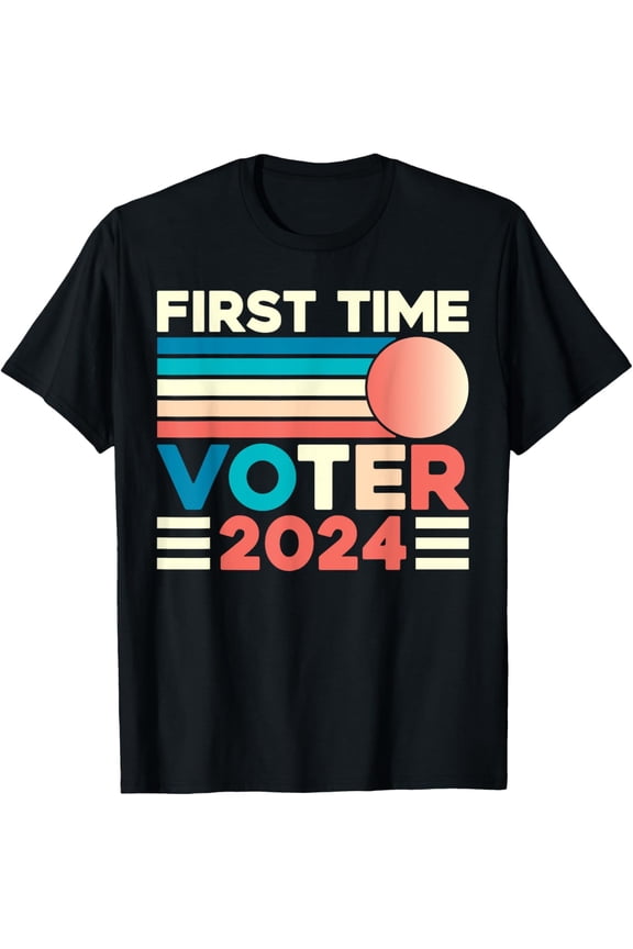 First Time Voter 2024 Vote USA Election Vintage T-ShirtMen and women, Black T-shirt, size: Extra large