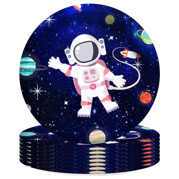 First Trip Around Sun Astronaut Paper Plates Birthday Party Supplies Decorations 8pcs Tableware Disposable Dinnerware