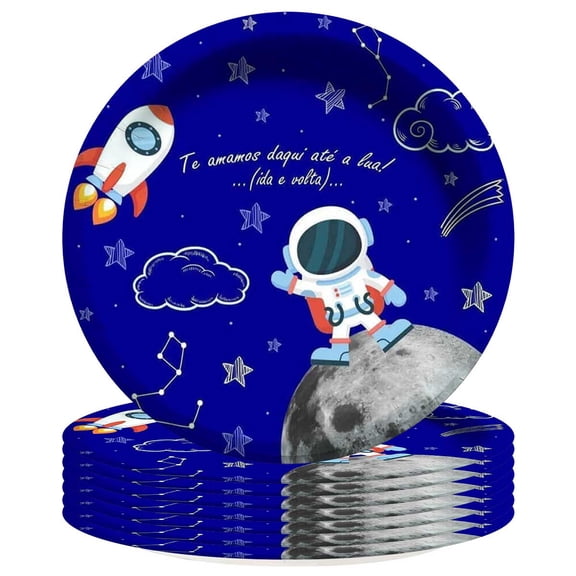 First Trip Around Sun Astronaut Plates Birthday Decorations Party Supplies Tableware Disposable Dinnerware 8pcs