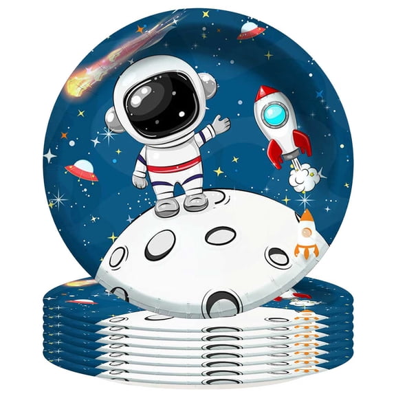 First Trip Around Sun Astronaut Plates Party Supplies Birthday Decorations Tableware Disposable Dinnerware 8pcs