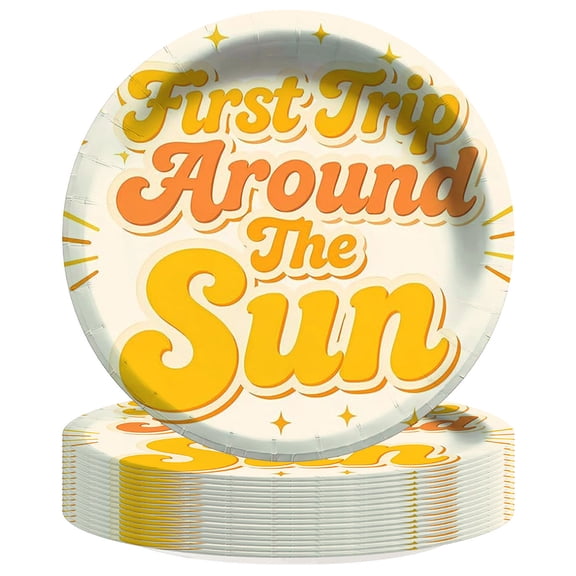 First Trip Around The Sun 1st Paper Plates Birthday Party Supplies Decorations 16pcs Tableware Disposable Dinnerware