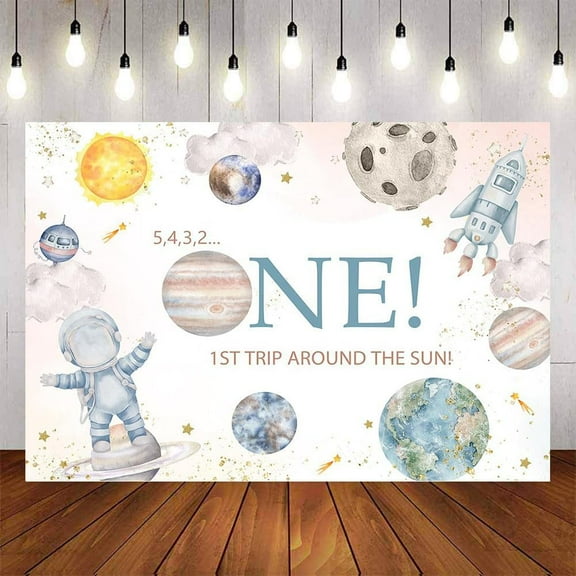 First Trip Around The Sun Birthday Backdrop Boy Space 1st Birthday Background Outer space Boy 1st Birthday Party Backdrops Decorations Supplies