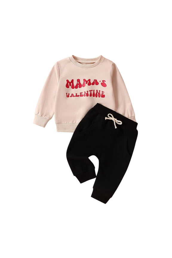 My First Valentine's Day Baby Girl Outfit Girls Boys Outfits Letter Print Round Neck Long Sleeve Sweatshirts Sweatshirts Pants 2Pcs Set Irish Day Baby Boy Outfit Size 12-18 Months