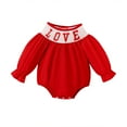 thumbnail image 1 of Baby Girl Valentine's Day Outfit Girls Long Sleeve Valentine's Day Heart Prints Pullover Romper Bodysuits Romper Top Bodysuit Cute Baby Clothes 3-6 Months, 1 of 6