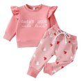 thumbnail image 1 of My First Valentine's Day Baby Girls Outfit Toddler Valentine's Day Girls Winter Long Sleeve Love Prints Tops Pants 2PCS Outfits Clothes Set Baby Boy Outfits Size 6-12 Months, 1 of 8