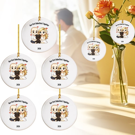 Our First Valentine's Together Ornament,5PCS 3.14" Personalized Acrylic Couple Chibi Gift,Wedding Gifts for Couples 2026,Future Mr and Mrs Ornaments,Married Couple Gift Ideas(#001)