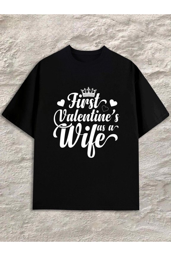 First Valentine's Wife Men's black Comfortable activewear, perfect for gifts Classic Unisex Shirt Crewneck tshirts Vintage Unisex Shirt Graphic tshirts