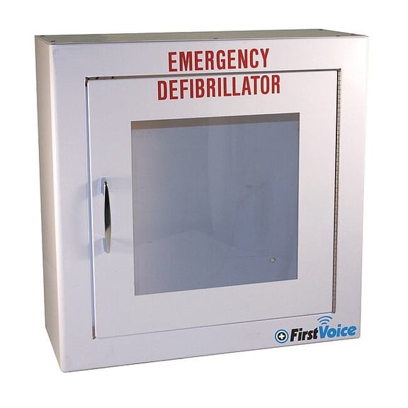 First Voice Defibrillator Storage Cabinet,White TS147SM