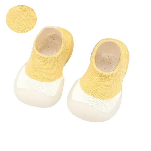 First Walker Shoes with Soft Rubber Soles Slipper Elastic for Boys Girls Walking Baby Sock Shoes Fall Baby Home Floor