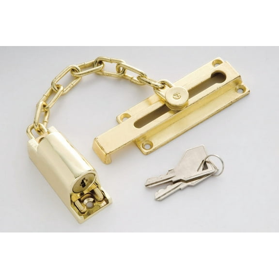 First Watch Security 1800 Keyed Chain Door Fastener, Polished Brass