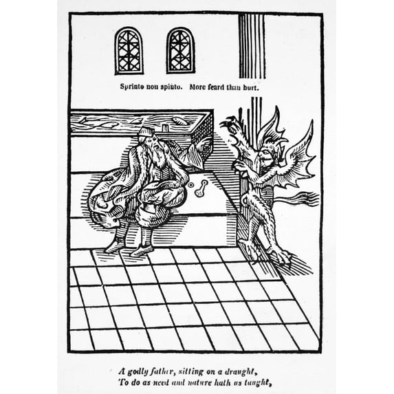 First Water-Closet 1596. Nthe First Water-Closet Invented By Sir John Harington. Woodcut From Harington'S