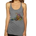 thumbnail image 1 of First We Still Your Heart Then Your Bed | Funny Neon Colorful Cat | Dean Russo Art Animal Lover Tri-Blend Racerback Tank Top, Premium Heather, X-Large, 1 of 6