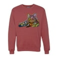 thumbnail image 1 of First We Still Your Heart Then Your Bed | Funny Neon Colorful Cat | Dean Russo Art Animal Lover Unisex Crewneck Sweatshirt, Vintage Heather Red, 3X-Large, 1 of 6