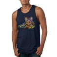 thumbnail image 1 of First We Still Your Heart Then Your Bed | Funny Neon Colorful Cat | Dean Russo Art Animal Lover Mens Tank Top, Navy, Large, 1 of 6