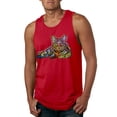 thumbnail image 1 of First We Still Your Heart Then Your Bed | Funny Neon Colorful Cat | Dean Russo Art Animal Lover Mens Tank Top, Red, Medium, 1 of 6