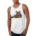 thumbnail image 1 of First We Still Your Heart Then Your Bed | Funny Neon Colorful Cat | Dean Russo Art Animal Lover Mens Tank Top, White, Small, 1 of 6
