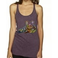 thumbnail image 1 of First We Still Your Heart Then Your Bed | Funny Neon Colorful Cat | Dean Russo Art Animal Lover Tri-Blend Racerback Tank Top, Purple Vintage, Medium, 1 of 1