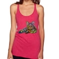 thumbnail image 1 of First We Still Your Heart Then Your Bed | Funny Neon Colorful Cat | Dean Russo Art Animal Lover Tri-Blend Racerback Tank Top, Shocking Pink, Medium, 1 of 6