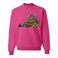thumbnail image 1 of First We Still Your Heart Then Your Bed | Funny Neon Colorful Cat | Dean Russo Art Animal Lover Unisex Crewneck Sweatshirt, Fuschia, XX-Large, 1 of 6