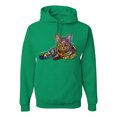 thumbnail image 1 of First We Still Your Heart Then Your Bed | Funny Neon Colorful Cat | Dean Russo Art Animal Lover Unisex Hoodie Sweatshirt, Kelly, Small, 1 of 6