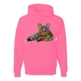 thumbnail image 1 of First We Still Your Heart Then Your Bed | Funny Neon Colorful Cat | Dean Russo Art Animal Lover Unisex Hoodie Sweatshirt, Neon Pink, X-Large, 1 of 6