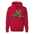 thumbnail image 1 of First We Still Your Heart Then Your Bed | Funny Neon Colorful Cat | Dean Russo Art Animal Lover Unisex Hoodie Sweatshirt, Red, Medium, 1 of 6