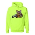 thumbnail image 1 of First We Still Your Heart Then Your Bed | Funny Neon Colorful Cat | Dean Russo Art Animal Lover Unisex Hoodie Sweatshirt, Safety Green, Small, 1 of 6