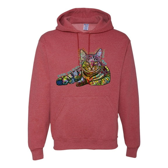First We Still Your Heart Then Your Bed | Funny Neon Colorful Cat | Dean Russo Art Animal Lover Unisex Hoodie Sweatshirt, Vintage Heather Red, Small