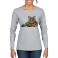 thumbnail image 1 of First We Still Your Heart Then Your Bed | Funny Neon Colorful Cat | Dean Russo Art Animal Lover Womens Long Sleeve T-Shirt, Heather Grey, Large, 1 of 6