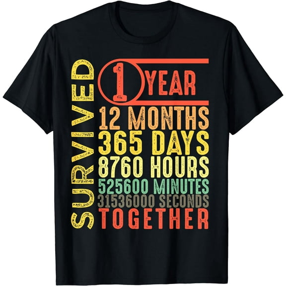 First Wedding Anniversary Graphic T-Shirt Gift for Couples Unisex Cotton Blend