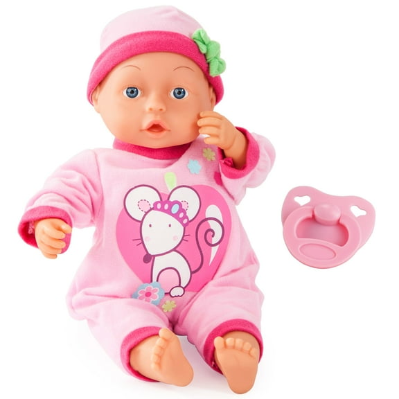 First Words 13" Pink Baby Doll Toy W/ Pacifier & Matching Cap
