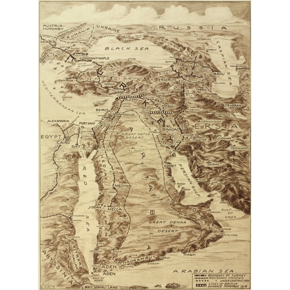 First World War Map Of The Middle East. When Defeated Turkey Lost Its Ottoman Empire History