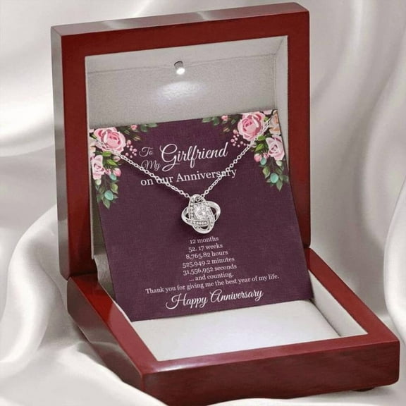 First Year Anniversary, 1st Year Anniversary Gift for Girlfriend, Girlfriend Anniversary Necklace, One Year Dating Anniversary Girlfriend Personalized Jewelry, Custom Message Card, Gift Box