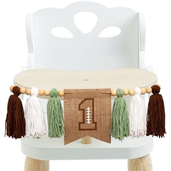 First Year Down Highchair Banner - Football High Chair Banner 1st Birthday, Sports First Birthday Party Tassel Decorations for Photo Prop, Cake Smash Backdrop$$Electronics Accessories