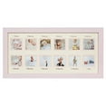 thumbnail image 1 of First Year Newborn Baby Collage Keepsake Picture Frame for Photo Memories with Double Beige Mat and Twelve 2.5x2.5 Slots - Pink, 1 of 3