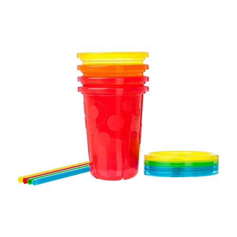 First Years Cup with Straw - Spill Proof - Toss & Take - Assorted Colors - 8 Cups W/ Cover & Straw